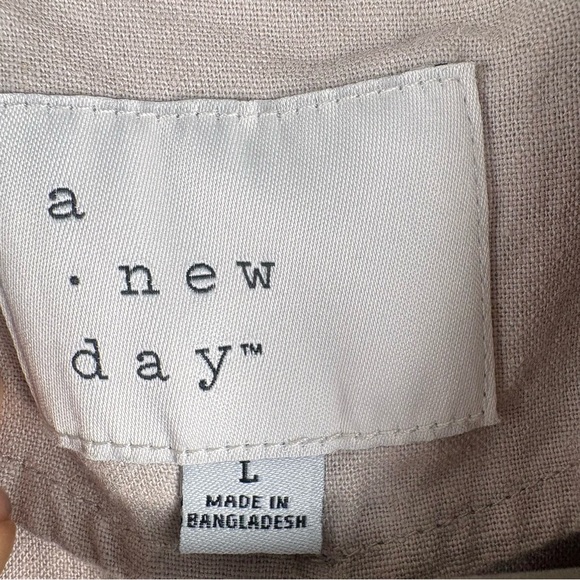 A New Day Women's Cream Double-Breasted Linen Trench Coat Large Gorpcore - Picture 7 of 14